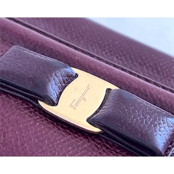 FERRAGAMO Long Continental Leather Wallet Maroon - Picture 10 of 14